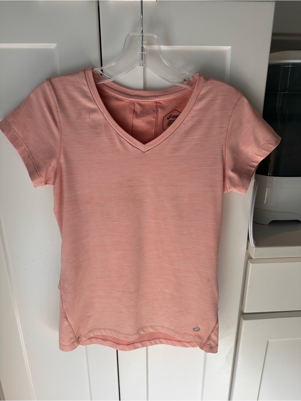 Asics Light Pink V-Neck Short Sleeve Tee